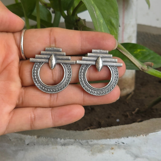 Naari Jewels Oxidized German Silver Circular Tribal Studs Earrings