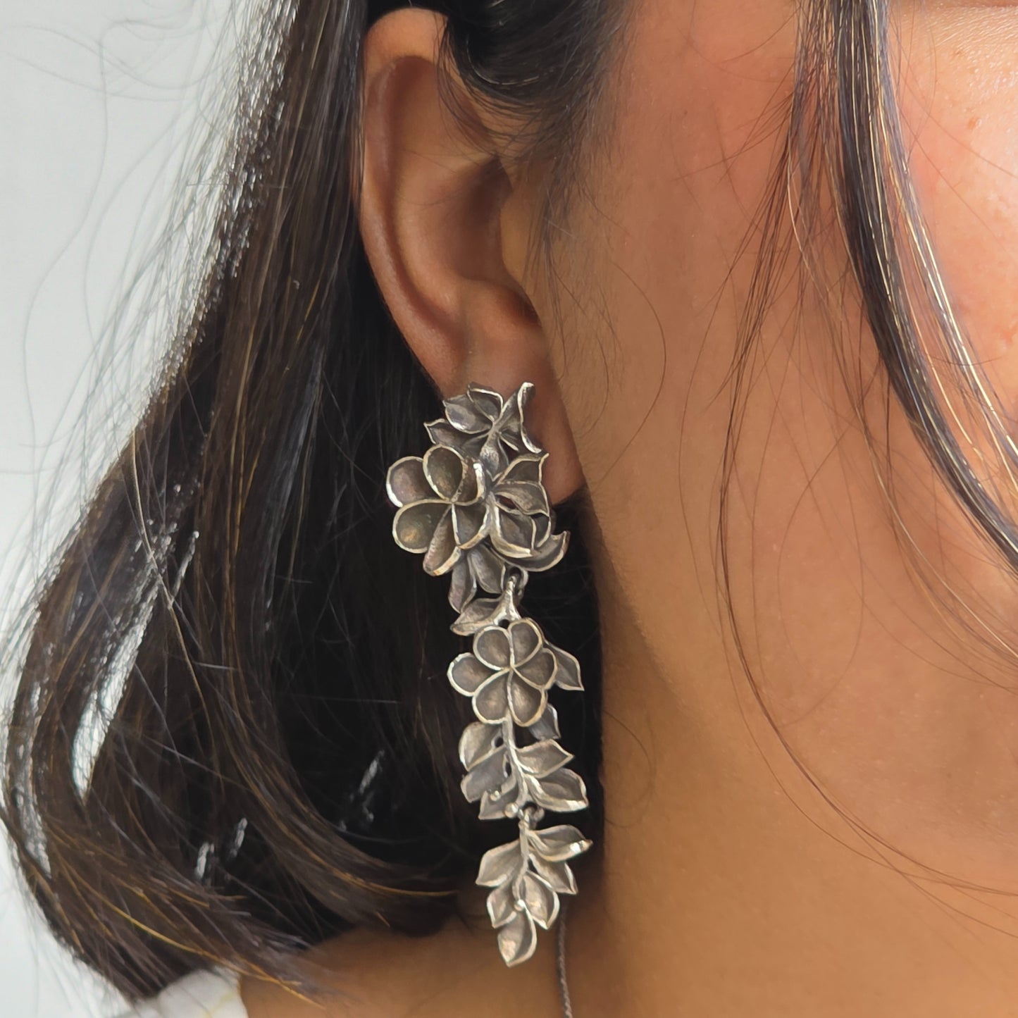 Naari Jewels Oxidized German Silver Rajasi Floral Falls Dangler Earrings For Women