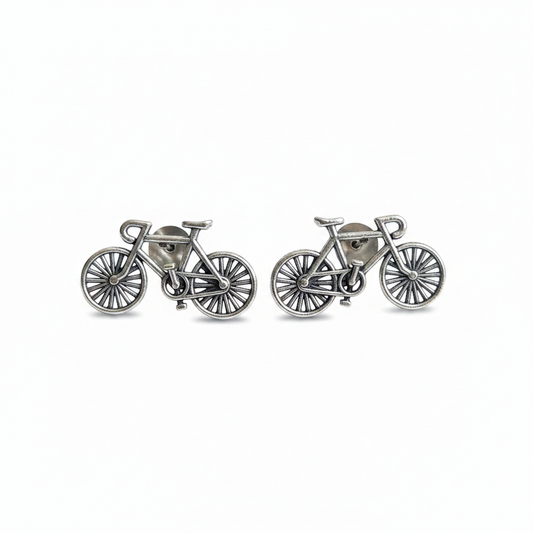 Naari Jewels Bicycle Design German Silver & Brass Earrings for Women | Oxidised Cycle Inspired Statement Stud Earrings