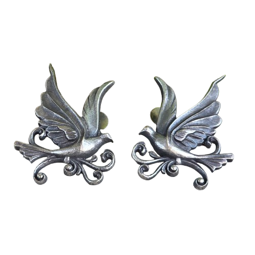 Naari Jewels Oxidized German Silver Flying Bird Earrings | Vintage Nature Design for Women