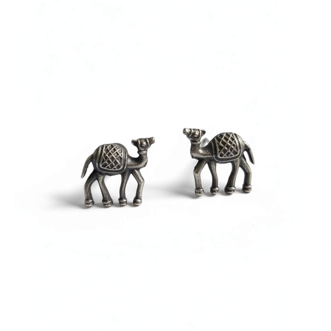 Naari Jewels Oxidized German Silver Rajasthani Ethnic Animal Camel Stud Earrings for Women