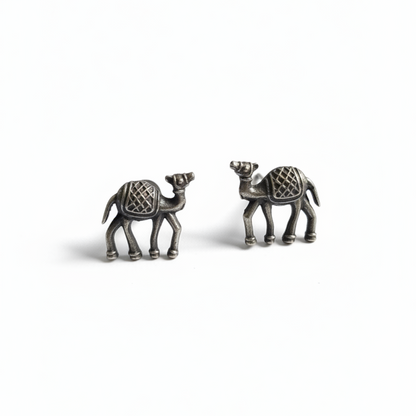 Naari Jewels Oxidized German Silver Rajasthani Ethnic Animal Camel Stud Earrings for Women