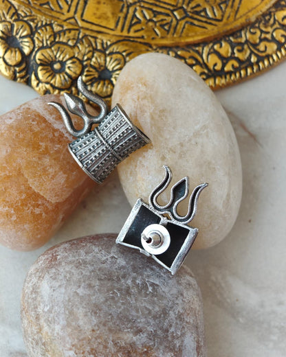 Naari Jewels Oxidized German Silver Shiv Damru Earrings