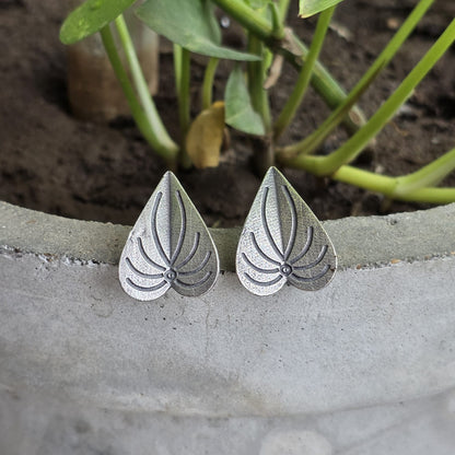 Naari Jewels Oxidized German Silver Betel Paan Leaf Design Stud Earrings | Ethnic Statement Jewelry for Women