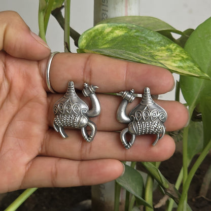 Naari Jewels Oxidized German Silver Camel Stud Earrings for Women