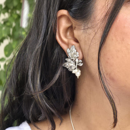 Naari Jewels Oxidized Brass Dwi Paksha Pearl Earrings for Women | Ethnic Traditional Statement Jewellery