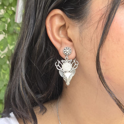 Naari Jewels Oxidized German Silver Mriga Drop Earrings