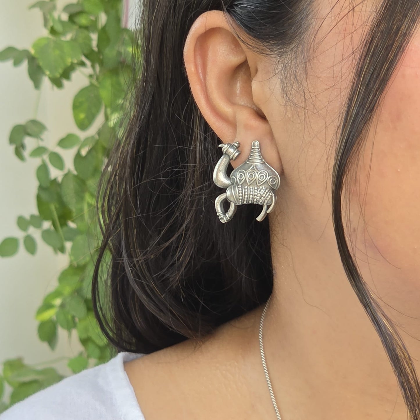 Naari Jewels Oxidized German Silver Camel Stud Earrings for Women