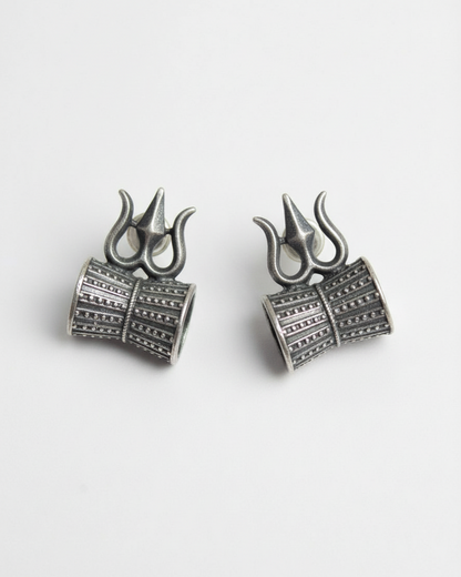 Naari Jewels Oxidized German Silver Shiv Damru Earrings