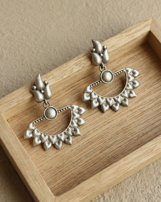 Naari Jewels Oxidized German Silver Aarunya Ardh Chakra Leaf Dangler Earrings