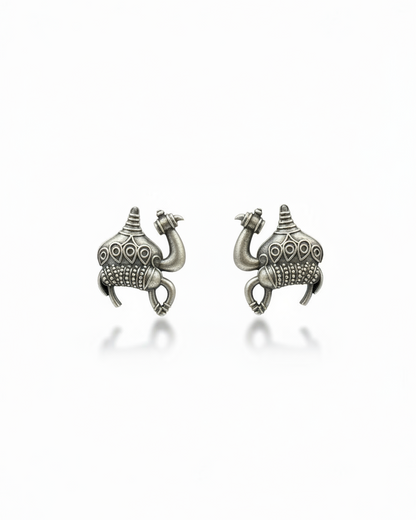 Naari Jewels Oxidized German Silver Camel Stud Earrings for Women