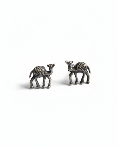 Naari Jewels Oxidized German Silver Rajasthani Ethnic Animal Camel Stud Earrings for Women