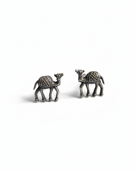 Naari Jewels Oxidized German Silver Rajasthani Ethnic Animal Camel Stud Earrings for Women