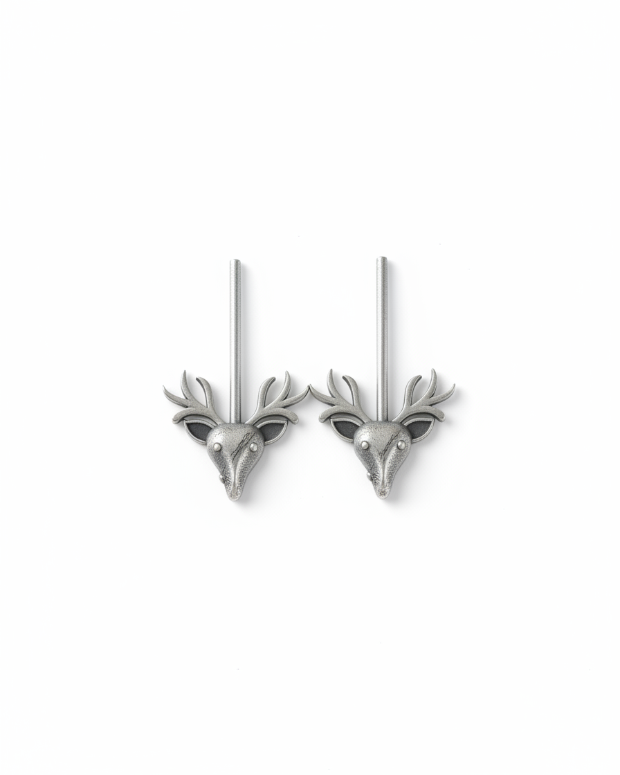 Naari Jewels Oxidized German Silver Deer Head Drop Earrings | Trendy Minimal Ethnic Jewelry for Women