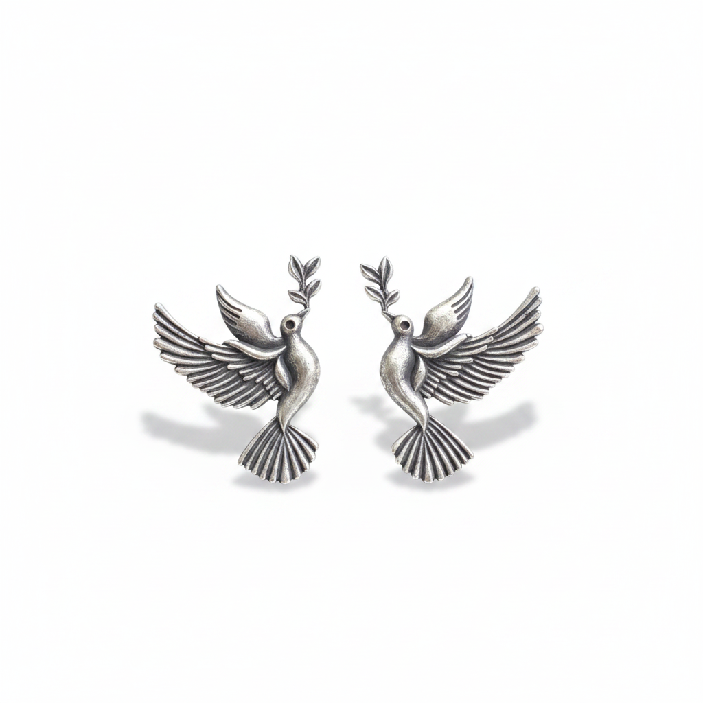 Naari Jewels Oxidized German Silver Nature Inspired Flying Bird Earrings for Women