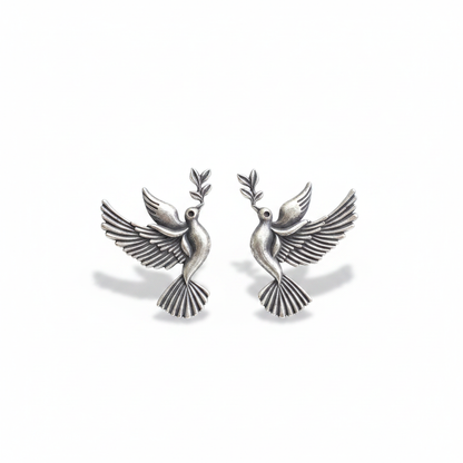 Naari Jewels Oxidized German Silver Nature Inspired Flying Bird Earrings for Women