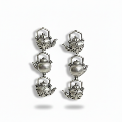Naari Jewels Oxidized German Silver Vintage Kettle Drops Earrings