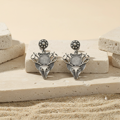 Naari Jewels Oxidized German Silver Mriga Drop Earrings