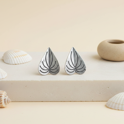 Naari Jewels Oxidized German Silver Betel Paan Leaf Design Stud Brass Earrings | Ethnic Statement Jewelry for Women