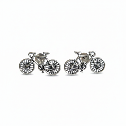 Naari Jewels Bicycle Design German Silver & Brass Earrings for Women | Oxidised Cycle Inspired Statement Stud Earrings