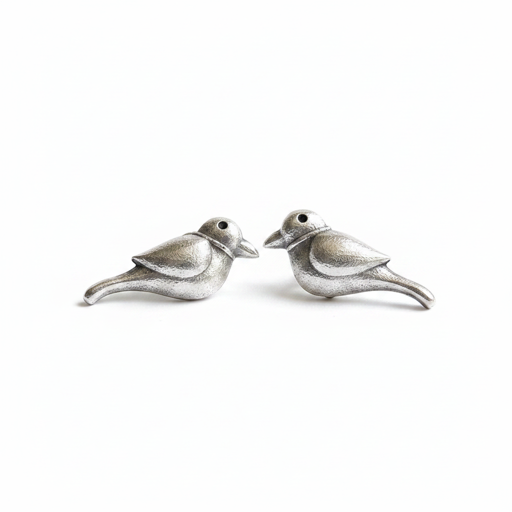 Naari Jewels Sparrow-Inspired Bird Oxidised German Silver Brass Earrings | Statement Stud Earrings for Women
