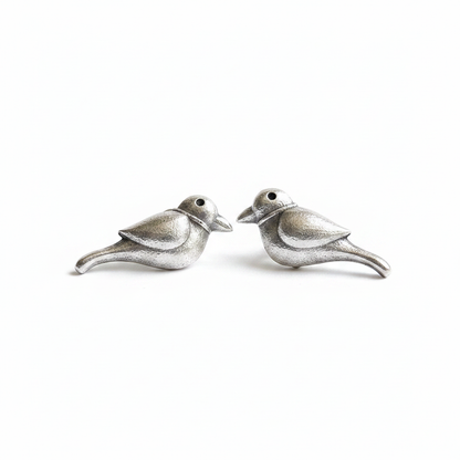 Naari Jewels Sparrow-Inspired Bird Oxidised German Silver Brass Earrings | Statement Stud Earrings for Women