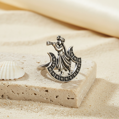 Naari Jewels Oxidized German Silver Wedding Shahnai Brass Rings | Ethnic Statement Jewelry for Women