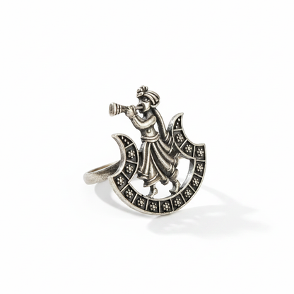 Naari Jewels Oxidized German Silver Wedding Shahnai Brass Rings | Ethnic Statement Jewelry for Women
