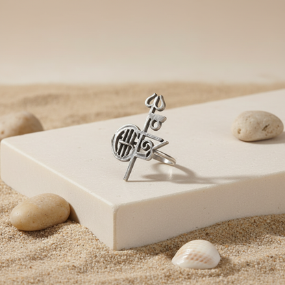 Naari Jewels Shiva Inspired Trisul Statement Ring for Women | German Silver Adjustable Ethnic Jewellery