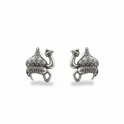 Naari Jewels Oxidized German Silver Camel Stud Earrings for Women | Brass ethnic Jewellery