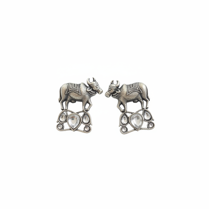 Naari Jewels Oxidized German Silver Kamdhenu Grace Studs Earrings