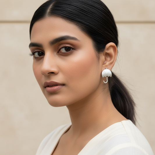 Naari Jewels Umbrella Design Unique Stud Earrings | German Silver Trendy Jewelry For Women