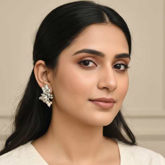 Naari Jewels Oxidized Brass Dwi Paksha Pearl Earrings for Women | Ethnic Traditional Statement Jewellery